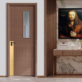 普達無(wú)漆木門(mén)系列H-8805（玻）刀砍紋2號+香檳金